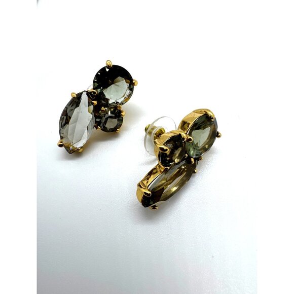Kate Spade Smoky Quartz Crystal Dangle Earrings Gold Tone Faceted Stones Elegant - Picture 3 of 9